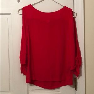 Red Dress Top with Cut Sleeves
